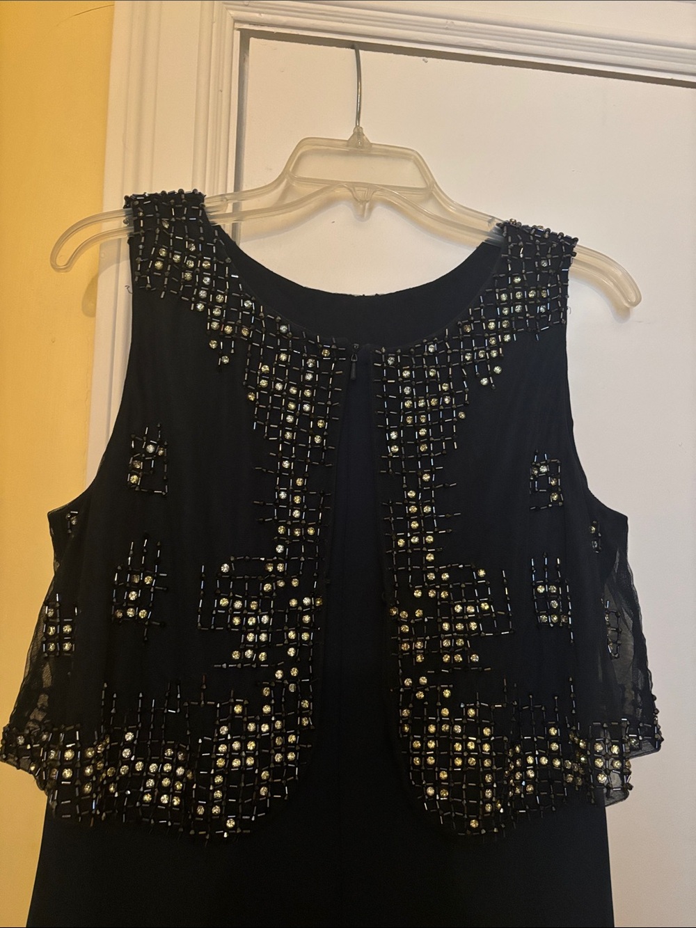 Armani Collezioni Navy Beaded Layered Cocktail Dress - Picture 2 of 8